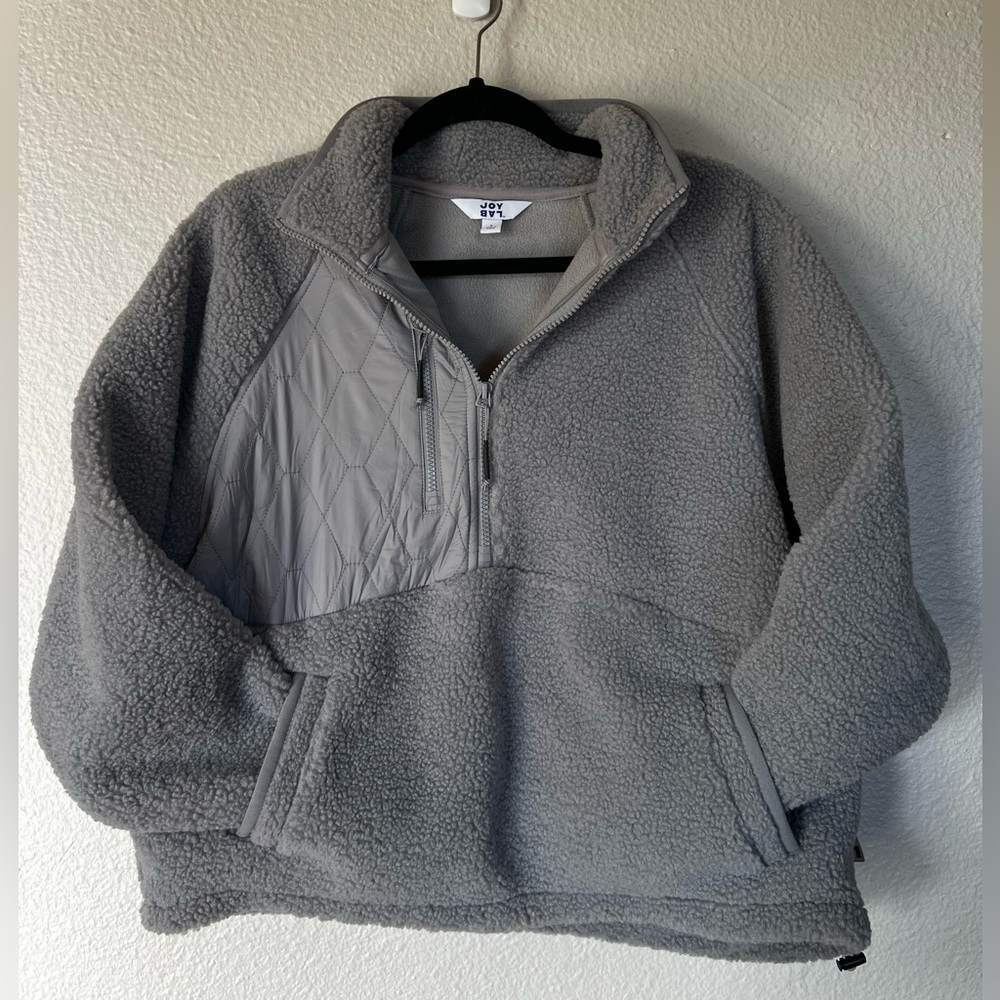 Grey Quarter Zip Sherpa PullOver